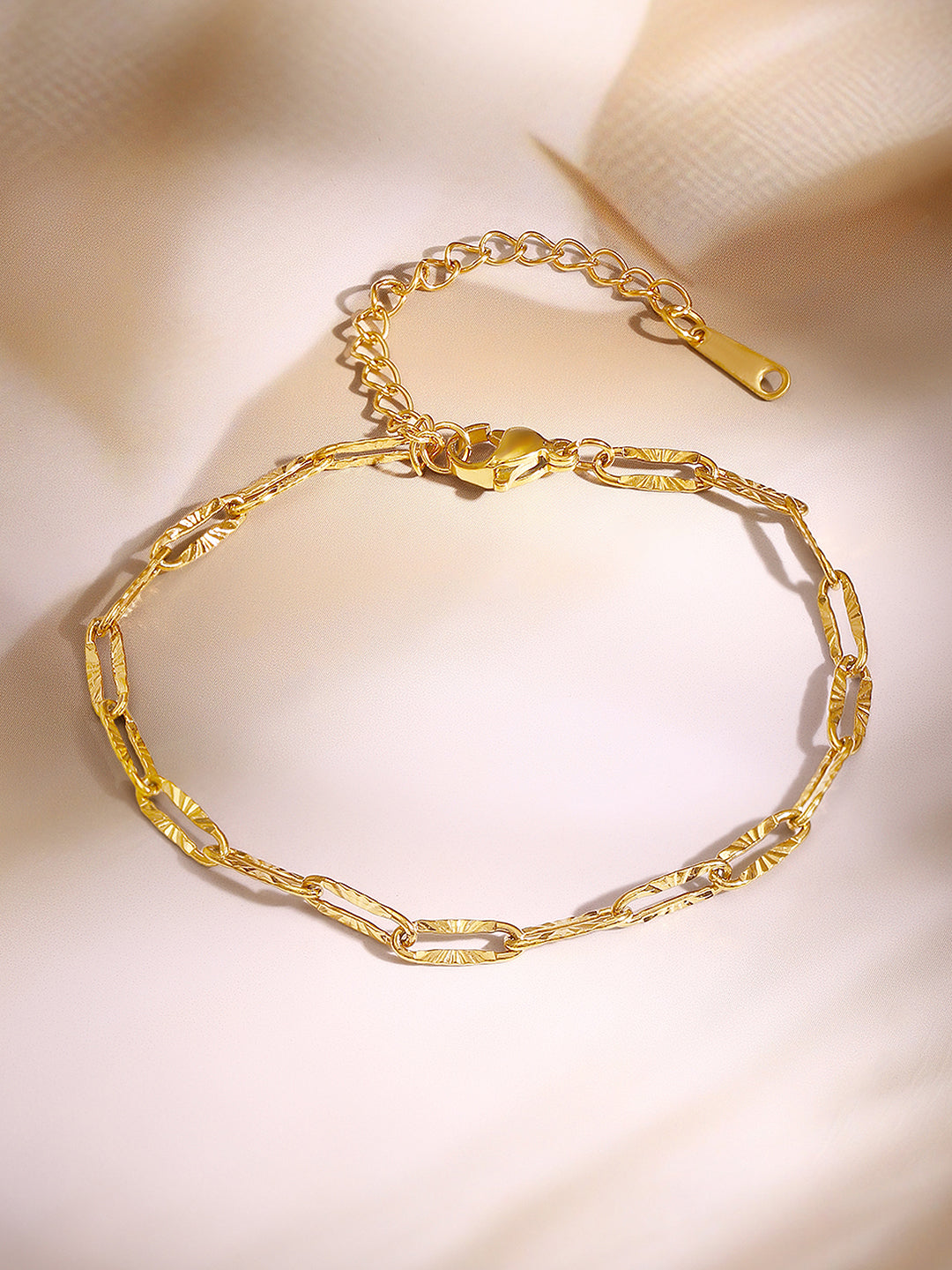 Demi Fine 18K Gold Plated Stainless steel Minimal Paperclip Chain Bracelet フリーサイズ