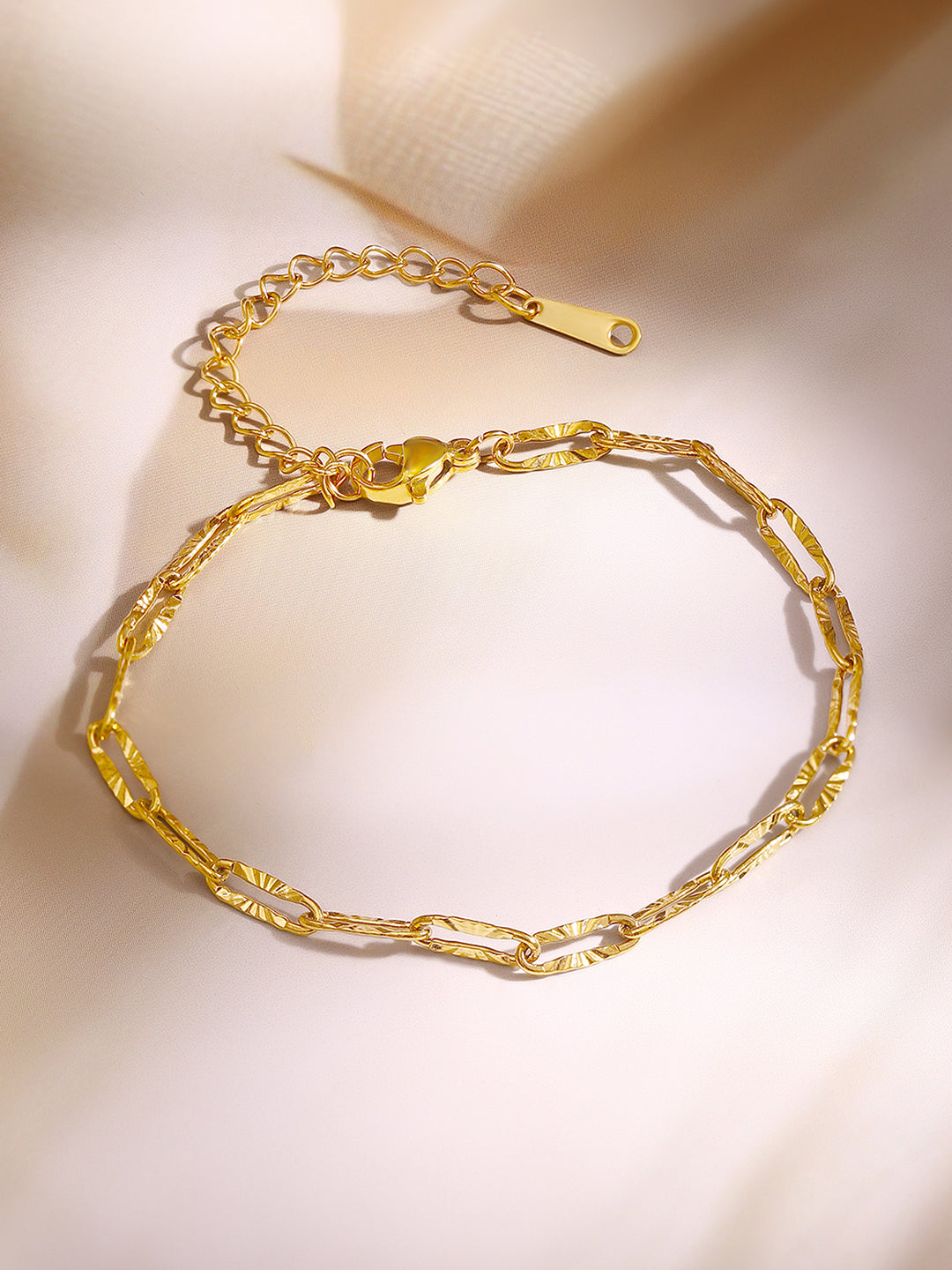 Demi Fine 18K Gold Plated Stainless steel Minimal Paperclip Chain Bracelet フリーサイズ