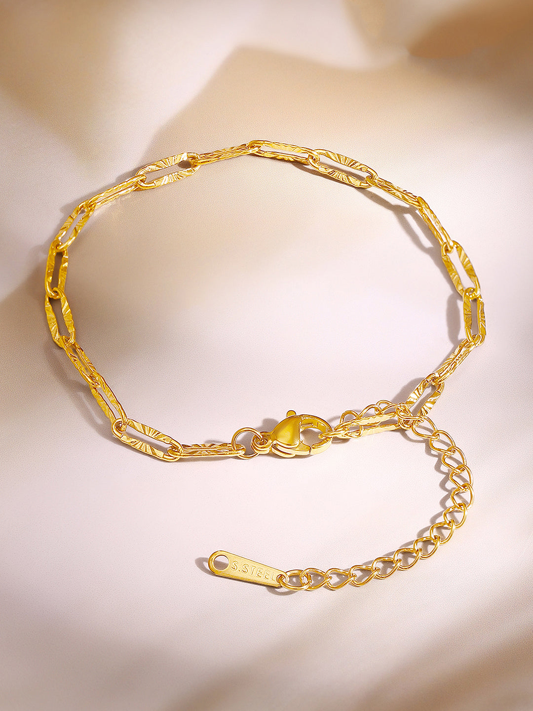 Demi Fine 18K Gold Plated Stainless steel Minimal Paperclip Chain Bracelet フリーサイズ