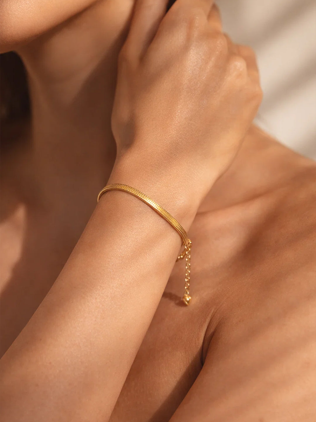 Demi Fine 18K Gold Plated Stainless steel Minimal Snake Chain Bracelet Length - 16.5 cm