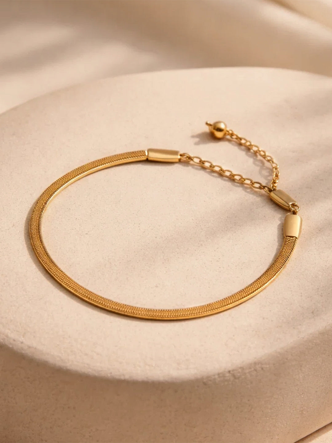 Demi Fine 18K Gold Plated Stainless steel Minimal Snake Chain Bracelet Length - 16.5 cm