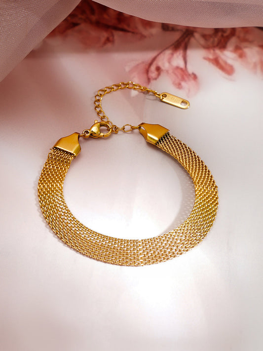 Demi Fine 18K Gold Plated Stainless steel Mesh Chain Bracelet Length - 8.5 cm
