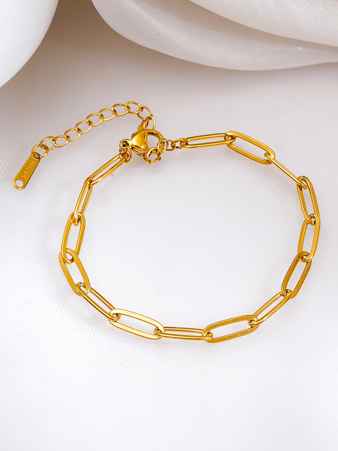 Demi Fine 18K Gold Plated Stainless steel Paperclip Link Chain Bracelet Length - 15.5 cm