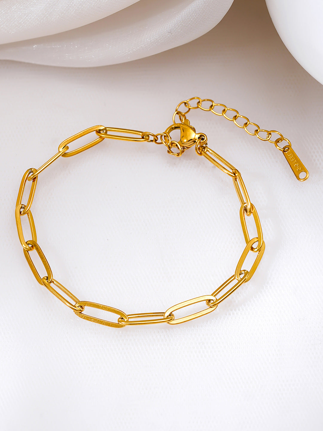 Demi Fine 18K Gold Plated Stainless steel Paperclip Link Chain Bracelet Length - 15.5 cm
