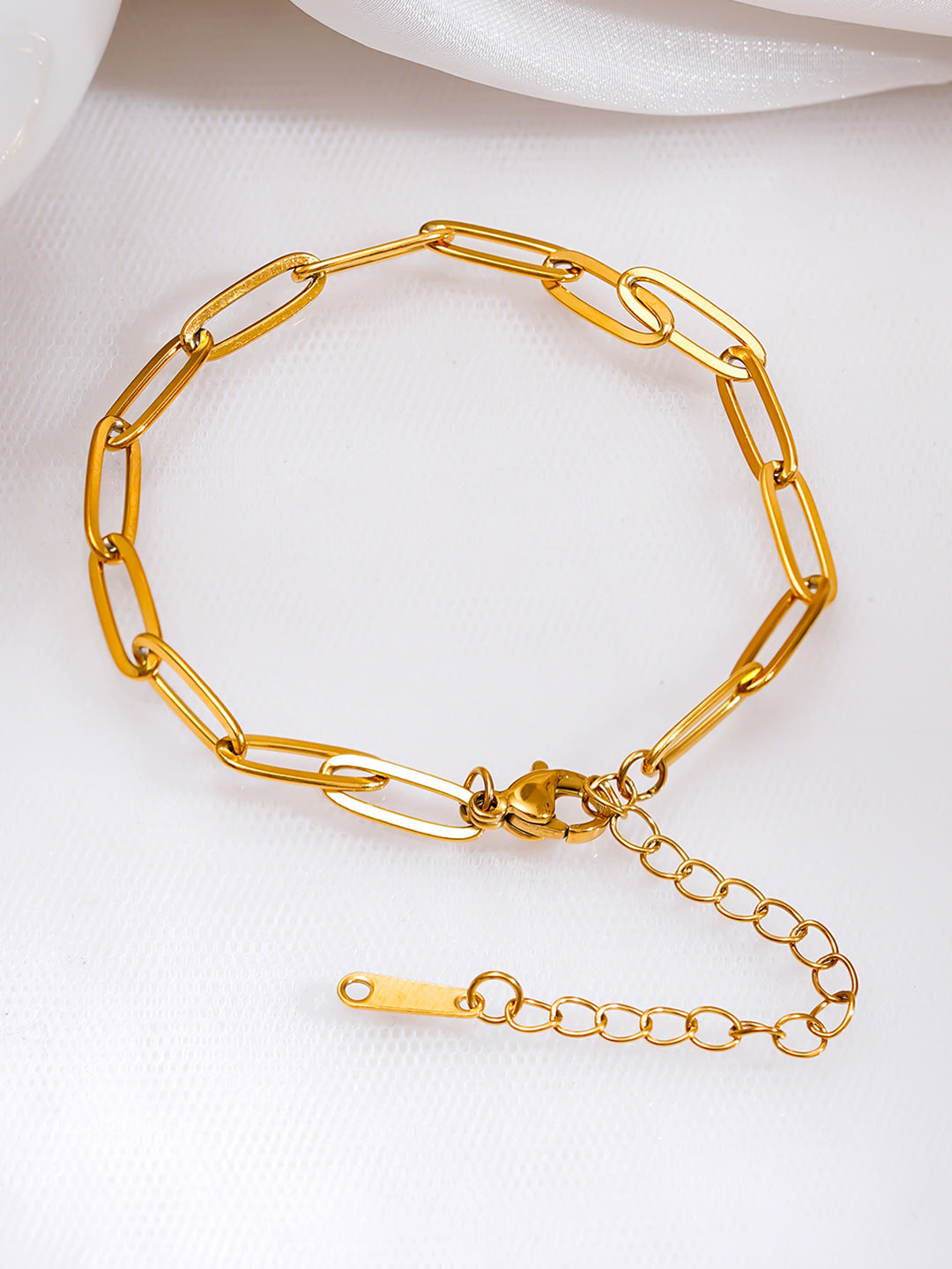 Demi Fine 18K Gold Plated Stainless steel Paperclip Link Chain Bracelet Length - 15.5 cm