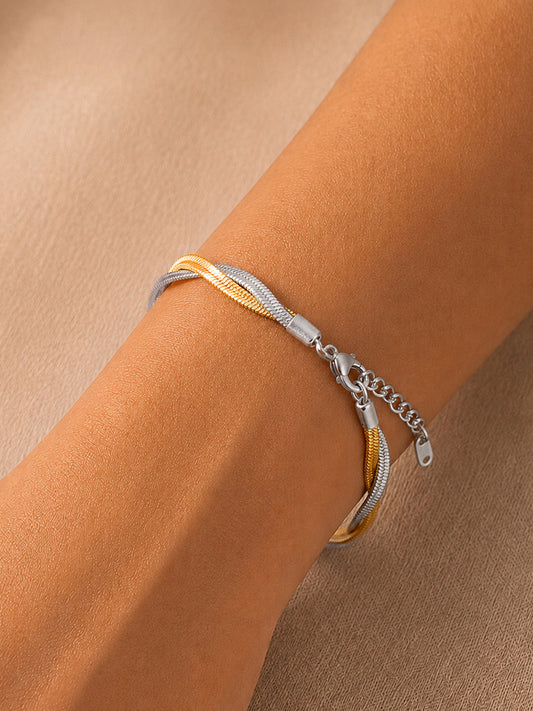 Demi Fine Dual Plated Braided Snake Chain Bracelet フリーサイズ