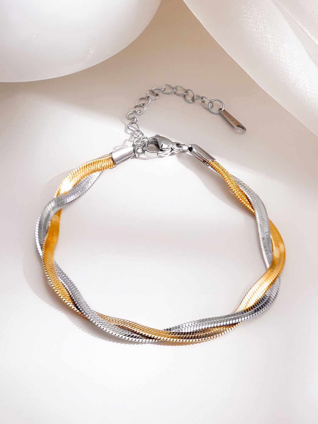 Demi Fine Dual Plated Braided Snake Chain Bracelet フリーサイズ