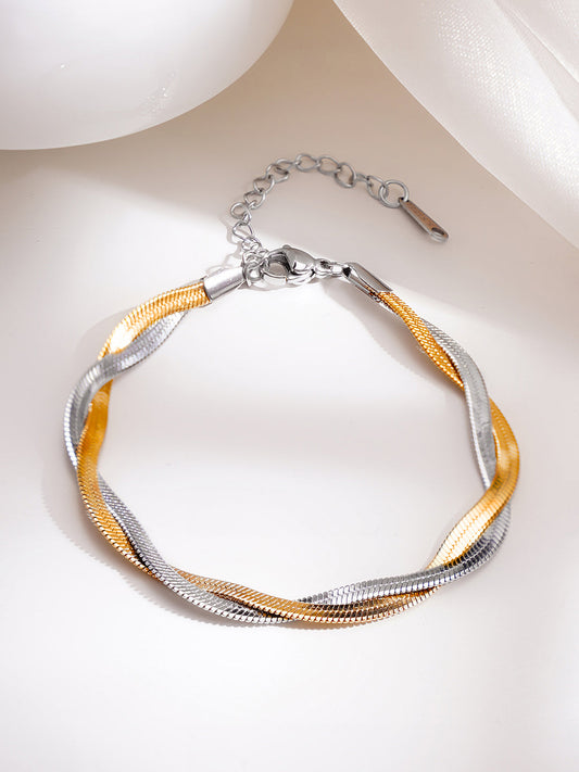 Demi Fine Dual Plated Braided Snake Chain Bracelet フリーサイズ