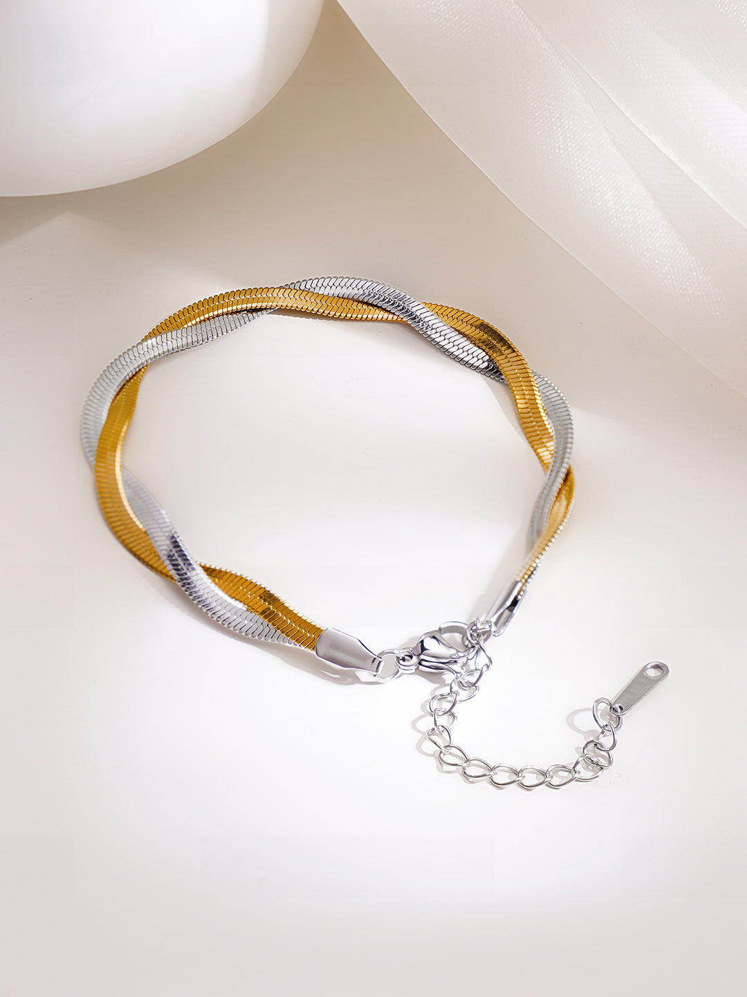 Demi Fine Dual Plated Braided Snake Chain Bracelet フリーサイズ