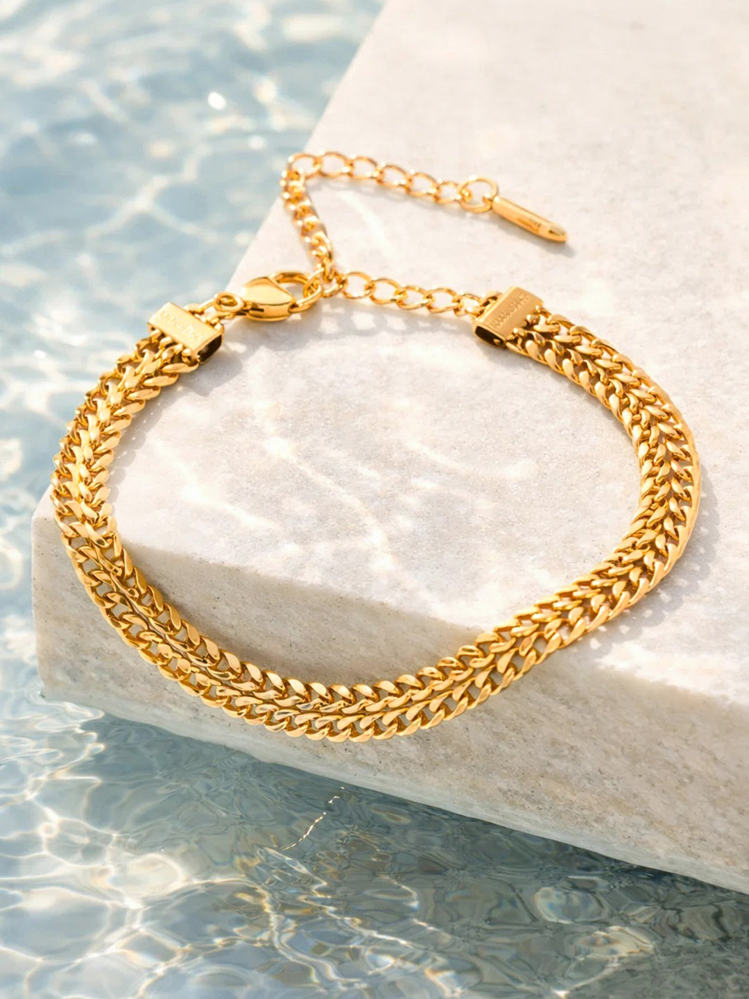 【Rubans】 Demi Fine Gold-Plated Woven Glow Chunky Chain Bracelet｜デミファイン ゴールドメッキ ウーブン グロウ チャンキーチェーン ブレスレット
