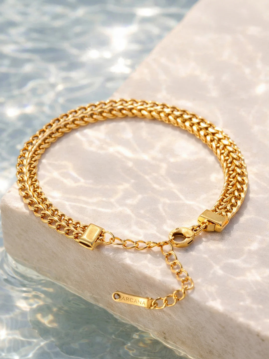【Rubans】 Demi Fine Gold-Plated Woven Glow Chunky Chain Bracelet｜デミファイン ゴールドメッキ ウーブン グロウ チャンキーチェーン ブレスレット