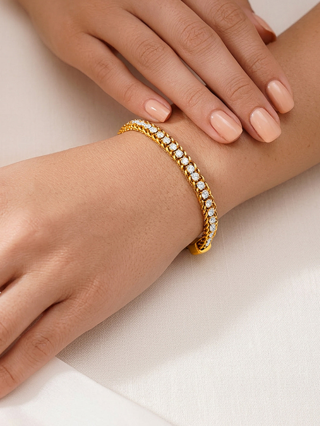 Demi Fine 18K Gold Plated Stainless steel Crystal Chain Bracelet Length - 15.5 cm