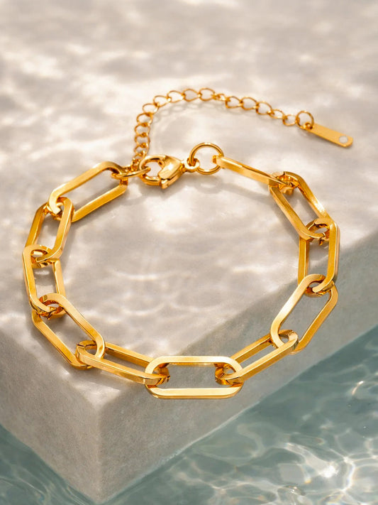 Demi Fine 18K Gold Plated Stainless steel Paperclip Chain Bracelet Length - 17.5 cm