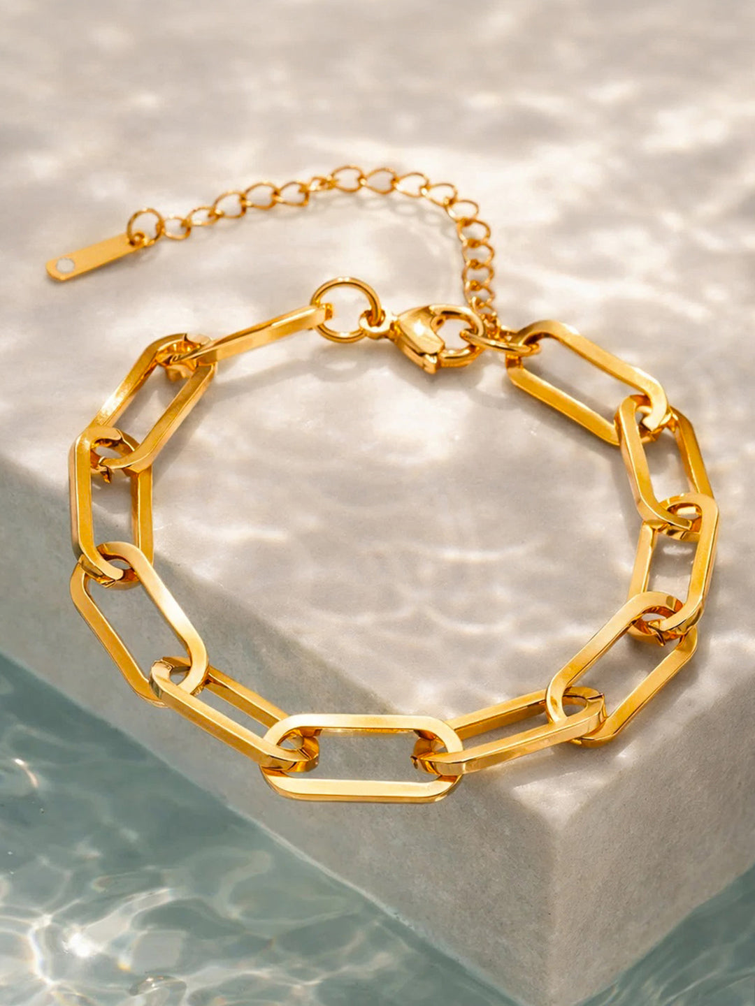 Demi Fine 18K Gold Plated Stainless steel Paperclip Chain Bracelet Length - 17.5 cm