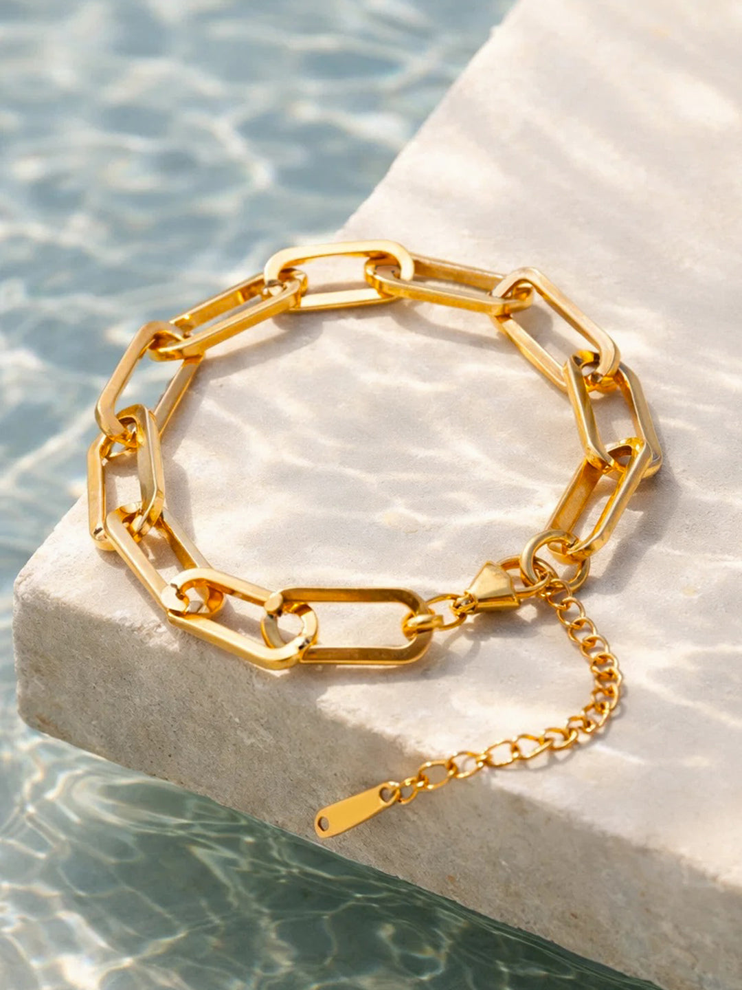 Demi Fine 18K Gold Plated Stainless steel Paperclip Chain Bracelet Length - 17.5 cm