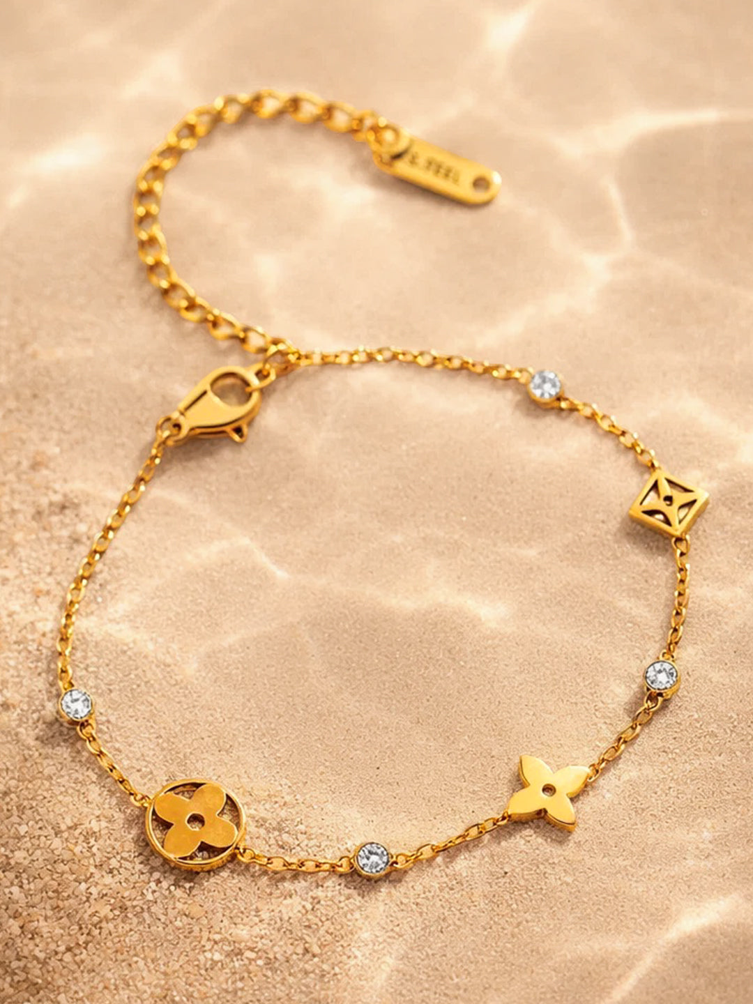 Demi Fine 18K Gold Plated Stainless steel Crystal Charm Chain Bracelet Length - 16 cm
