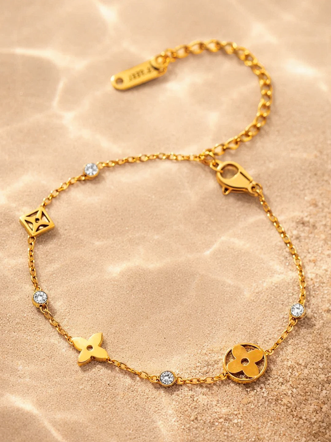 Demi Fine 18K Gold Plated Stainless steel Crystal Charm Chain Bracelet Length - 16 cm