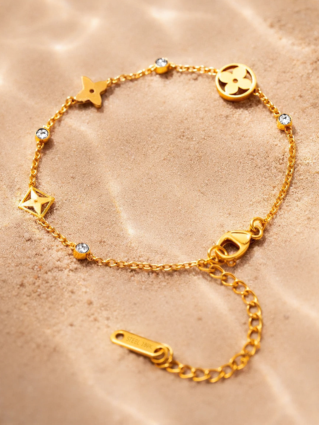 Demi Fine 18K Gold Plated Stainless steel Crystal Charm Chain Bracelet Length - 16 cm