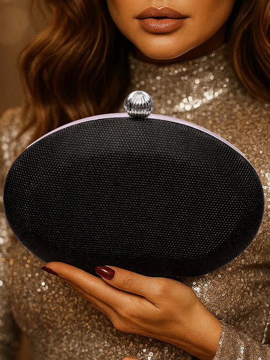 Chic Black Oval Cocktail Clutch フリーサイズ