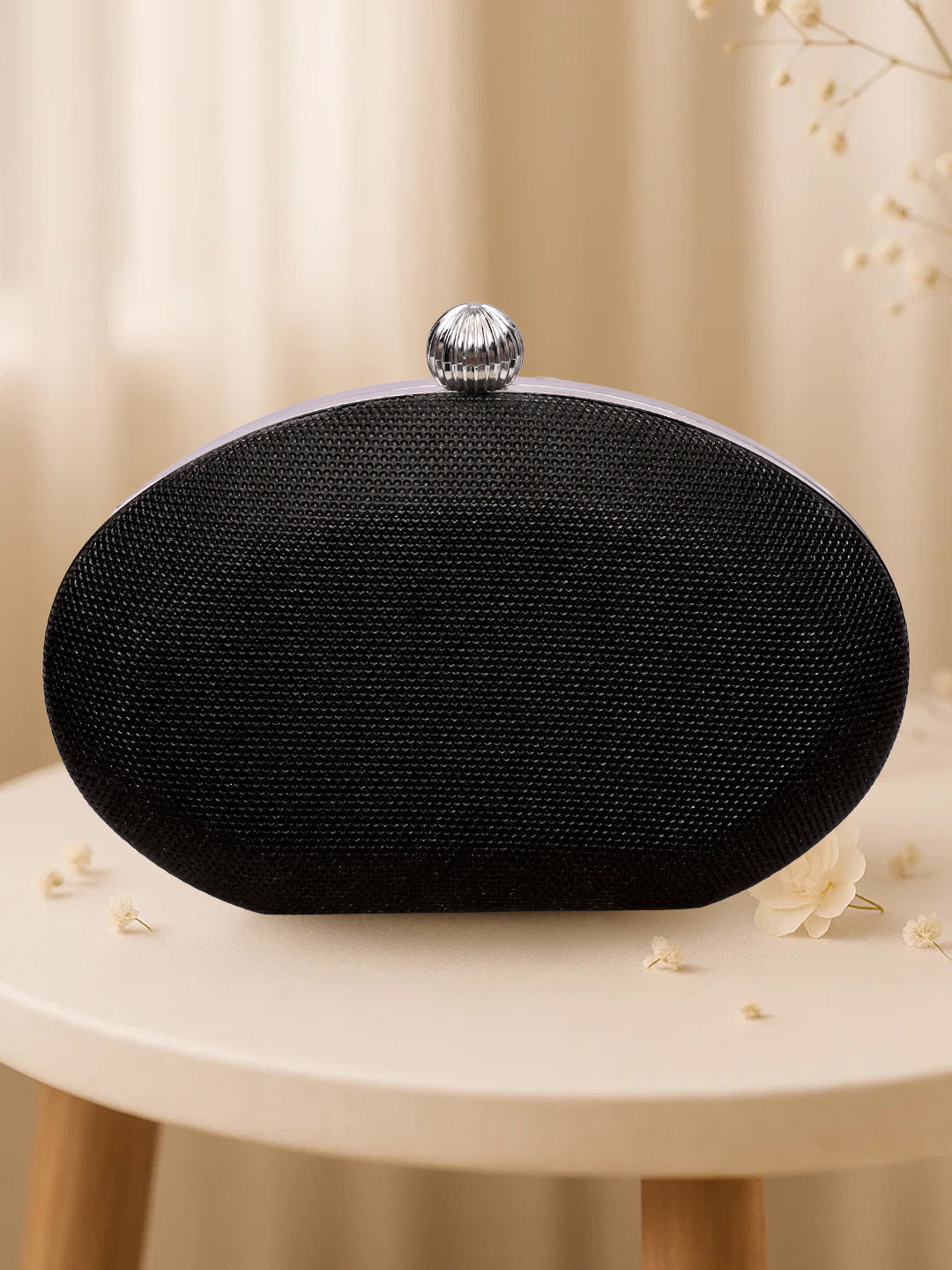 Chic Black Oval Cocktail Clutch フリーサイズ