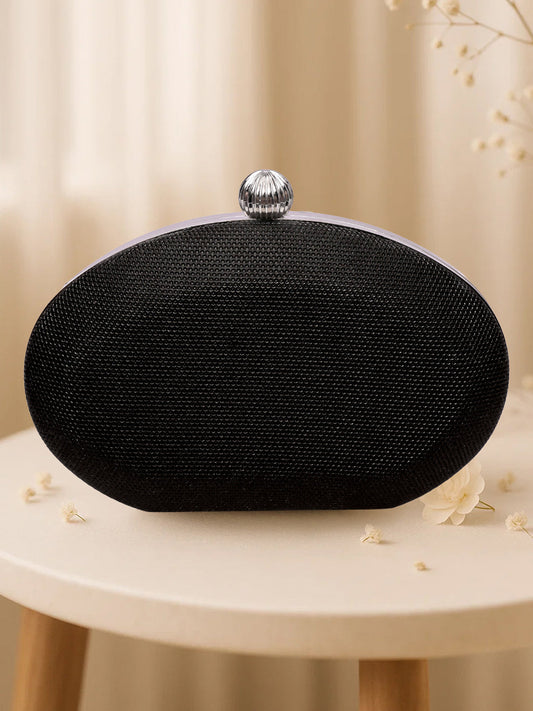 Chic Black Oval Cocktail Clutch フリーサイズ