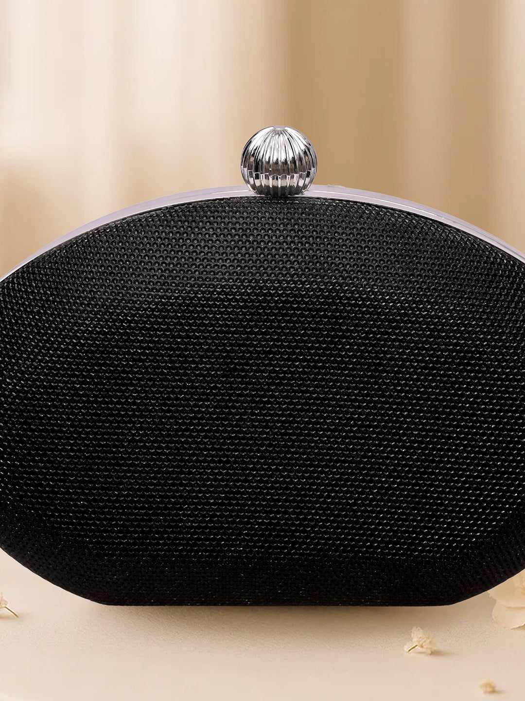 Chic Black Oval Cocktail Clutch フリーサイズ