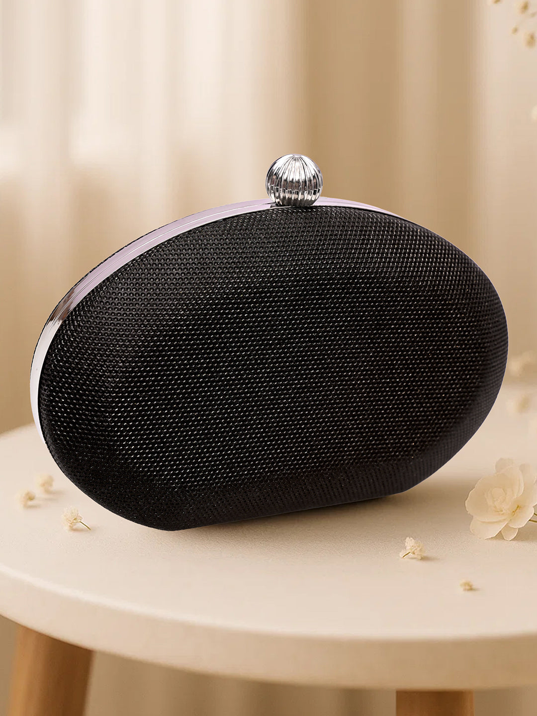 Chic Black Oval Cocktail Clutch フリーサイズ