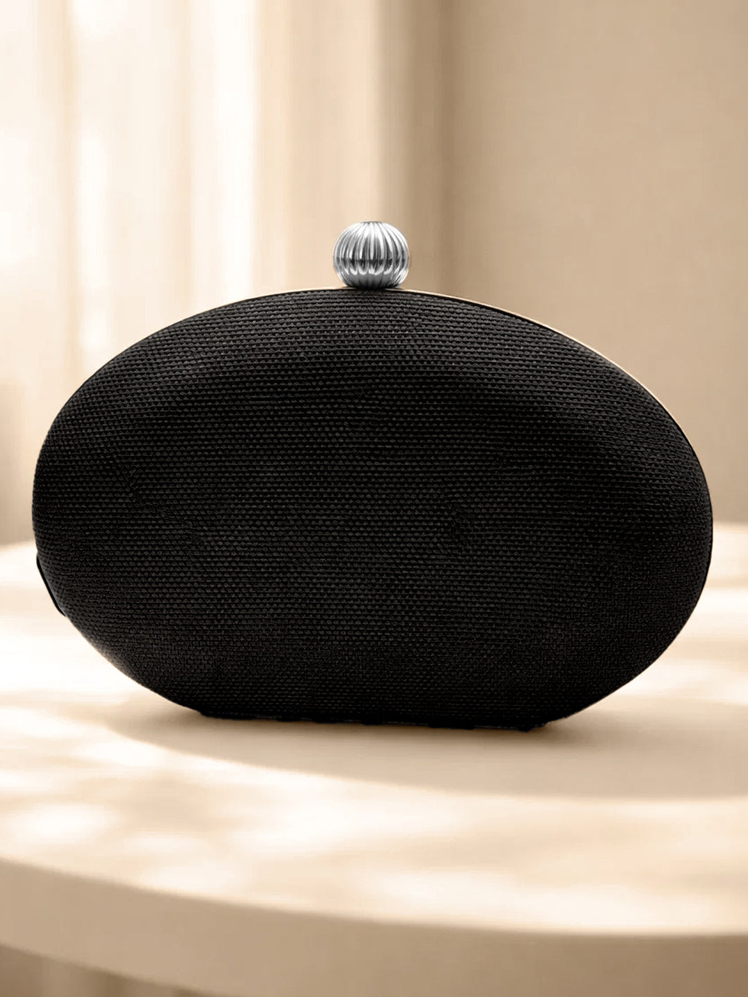 Chic Black Oval Cocktail Clutch フリーサイズ
