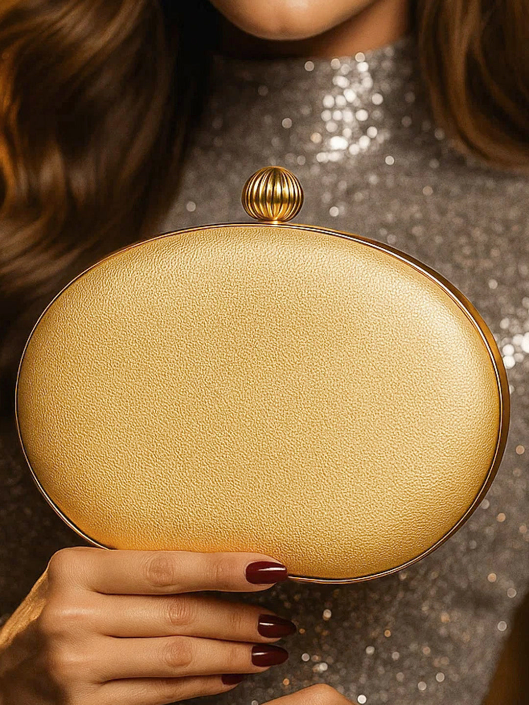 Metallic Gold Glam Evening Clutch フリーサイズ