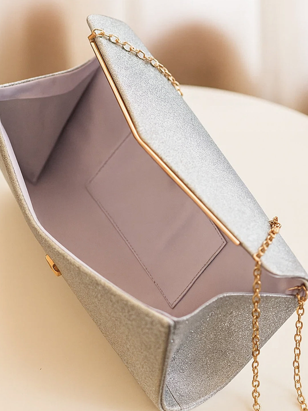 Silver Glitter Envelope Party Clutch Bag フリーサイズ
