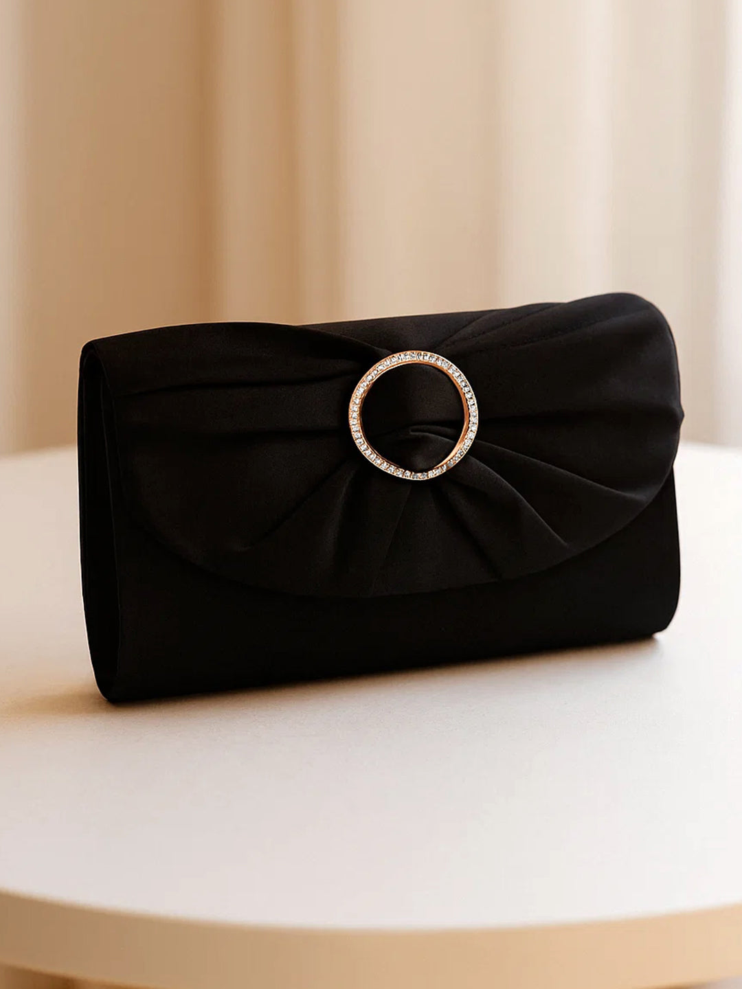 Black Satin Glam Evening Clutch フリーサイズ