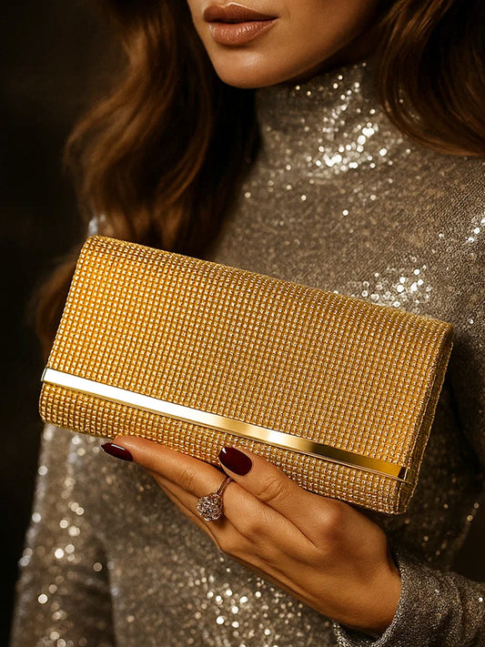 Dazzling Gold Crystal Event Clutch Bag フリーサイズ
