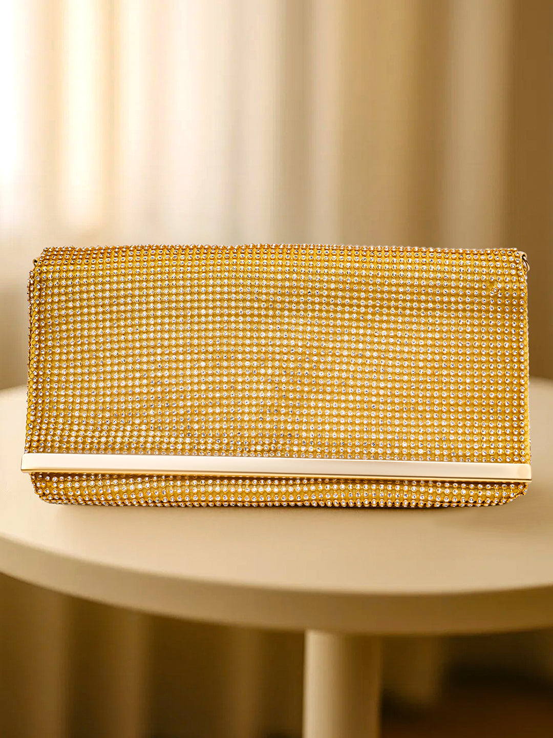 Dazzling Gold Crystal Event Clutch Bag フリーサイズ
