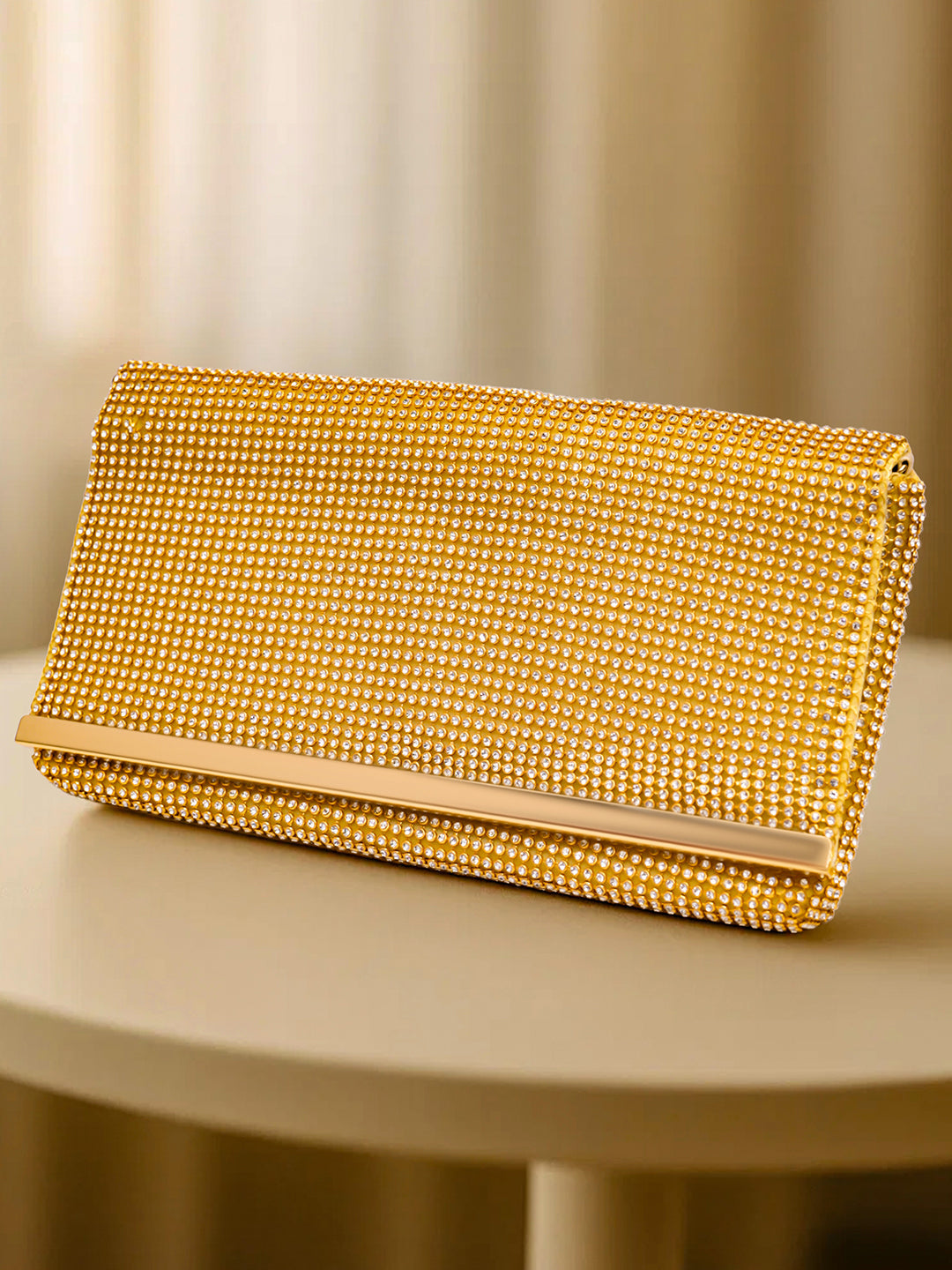 Dazzling Gold Crystal Event Clutch Bag フリーサイズ