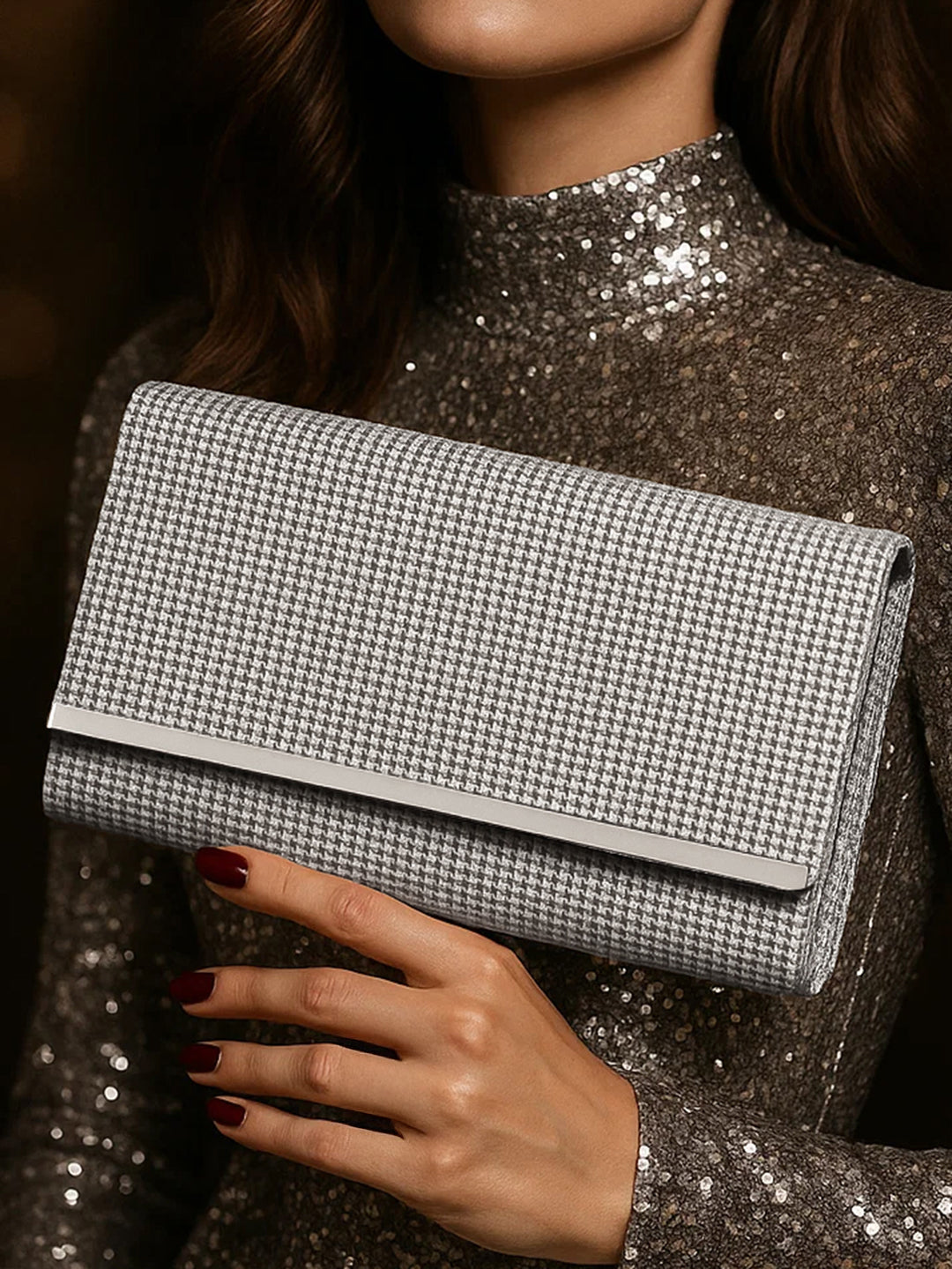 Silver Spark Crystal Party Clutch フリーサイズ