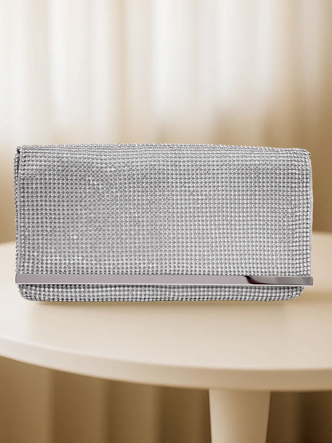 Silver Spark Crystal Party Clutch フリーサイズ