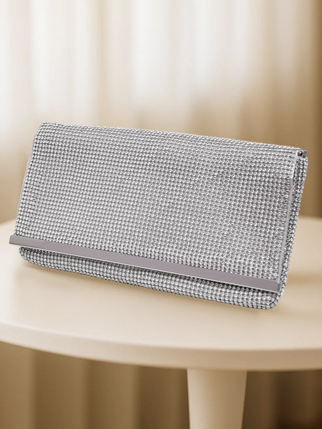 Silver Spark Crystal Party Clutch フリーサイズ