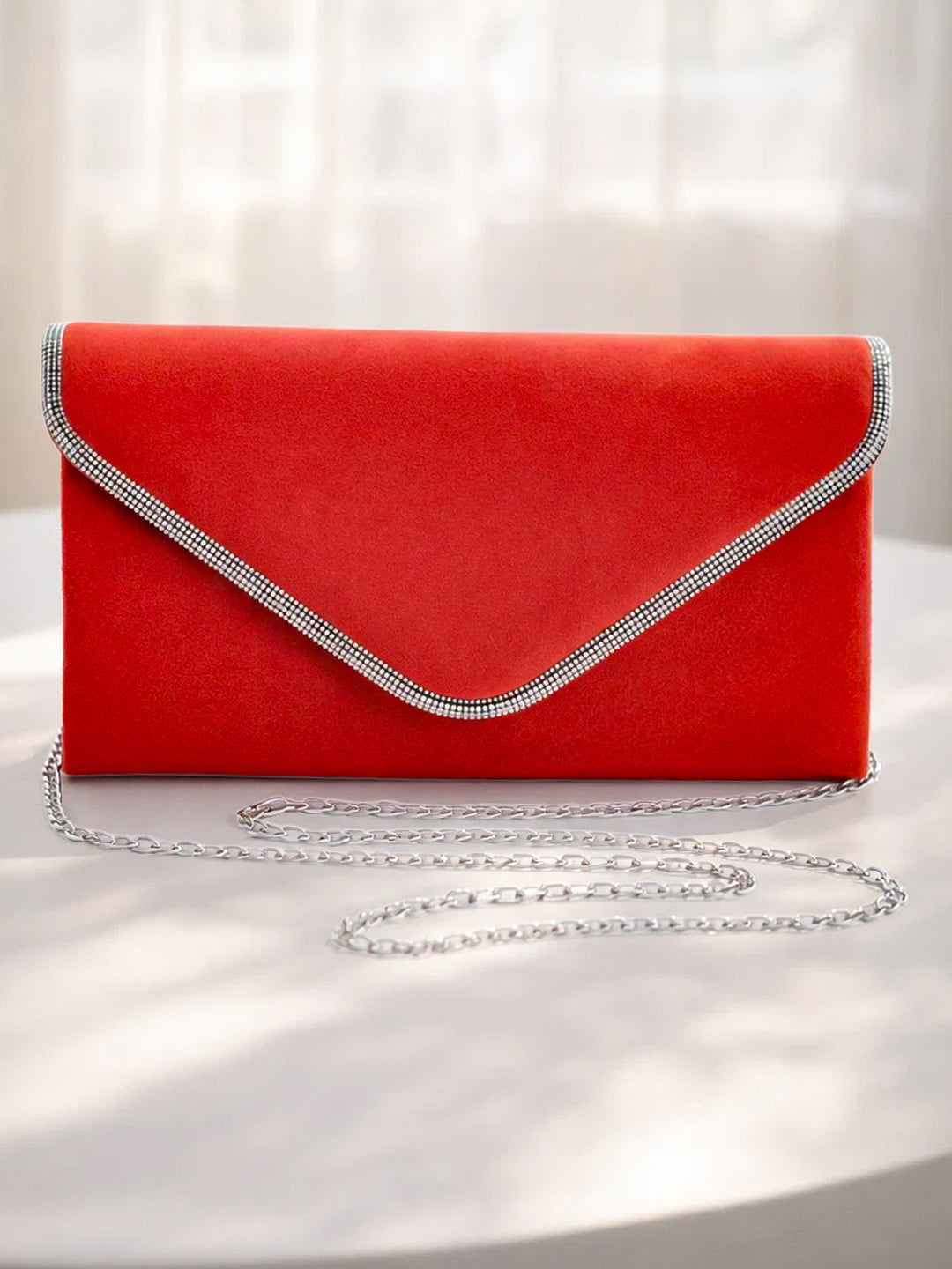 Red Velvet Chain Statement Clutch フリーサイズ