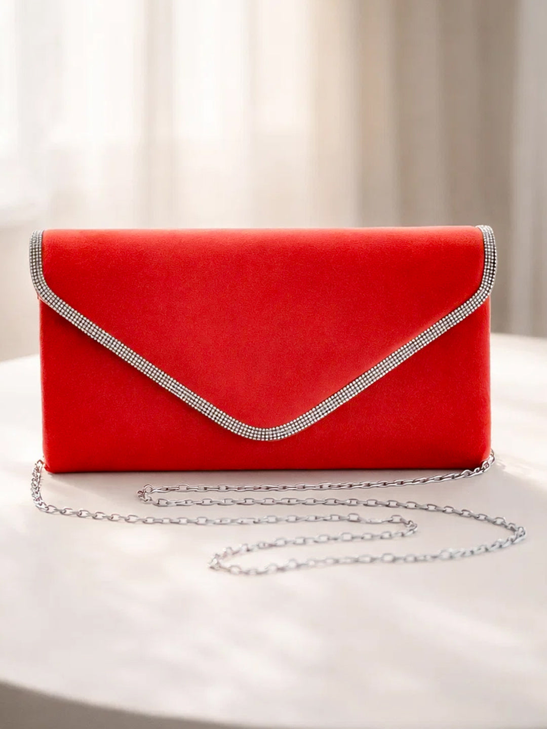 Red Velvet Chain Statement Clutch フリーサイズ