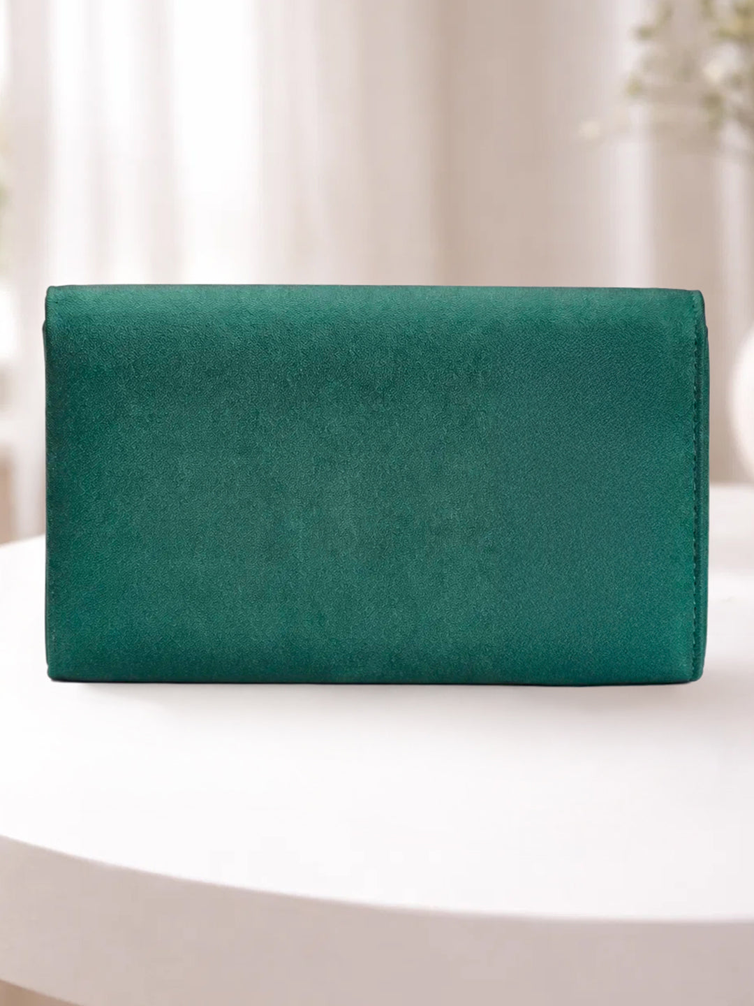 Gold Bloom Embellished Green Satin Clutch フリーサイズ