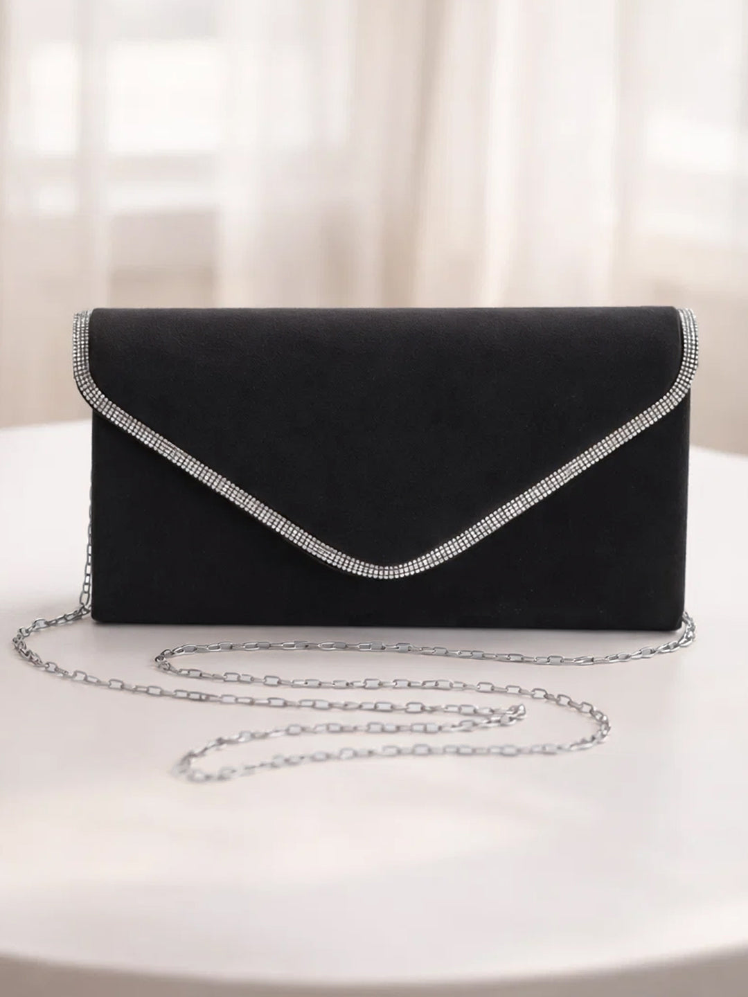 Black Velvet Chain Statement Clutch フリーサイズ