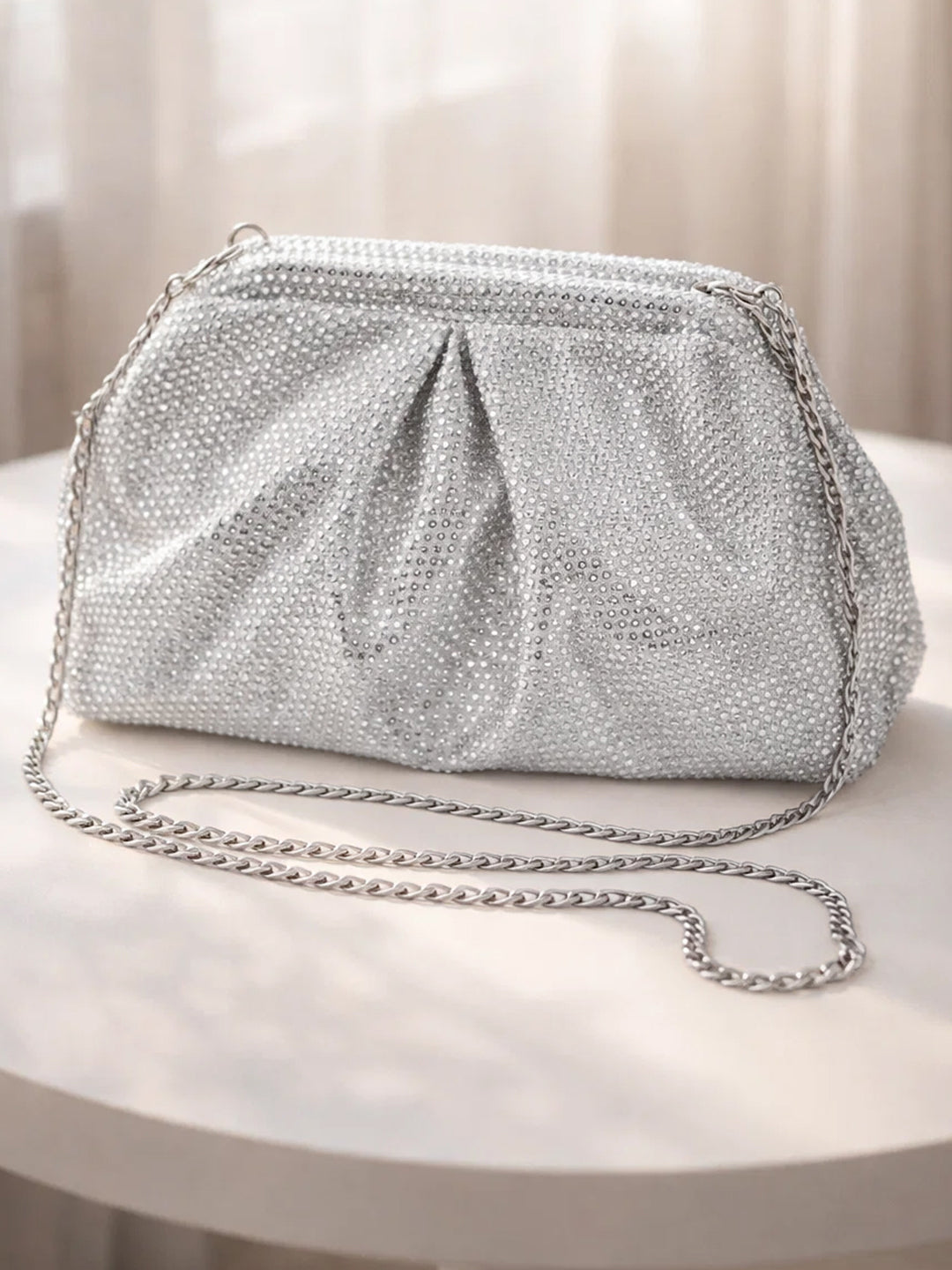 Silver Shimmer Luxe Party Clutch Bag フリーサイズ