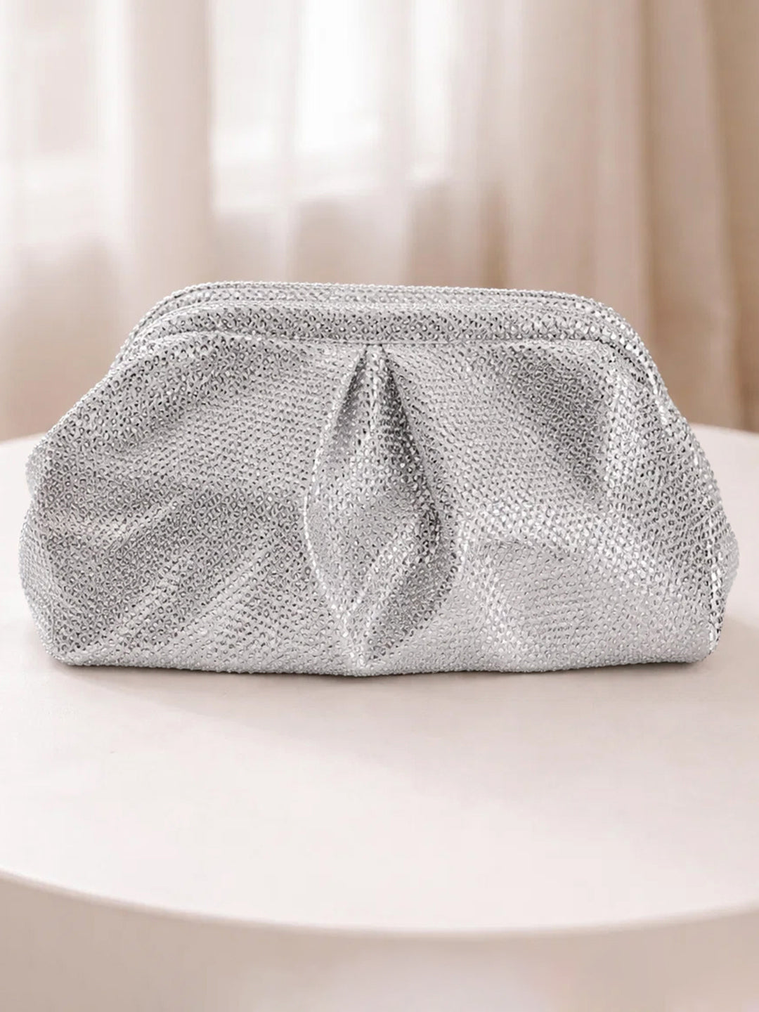 Silver Shimmer Luxe Party Clutch Bag フリーサイズ