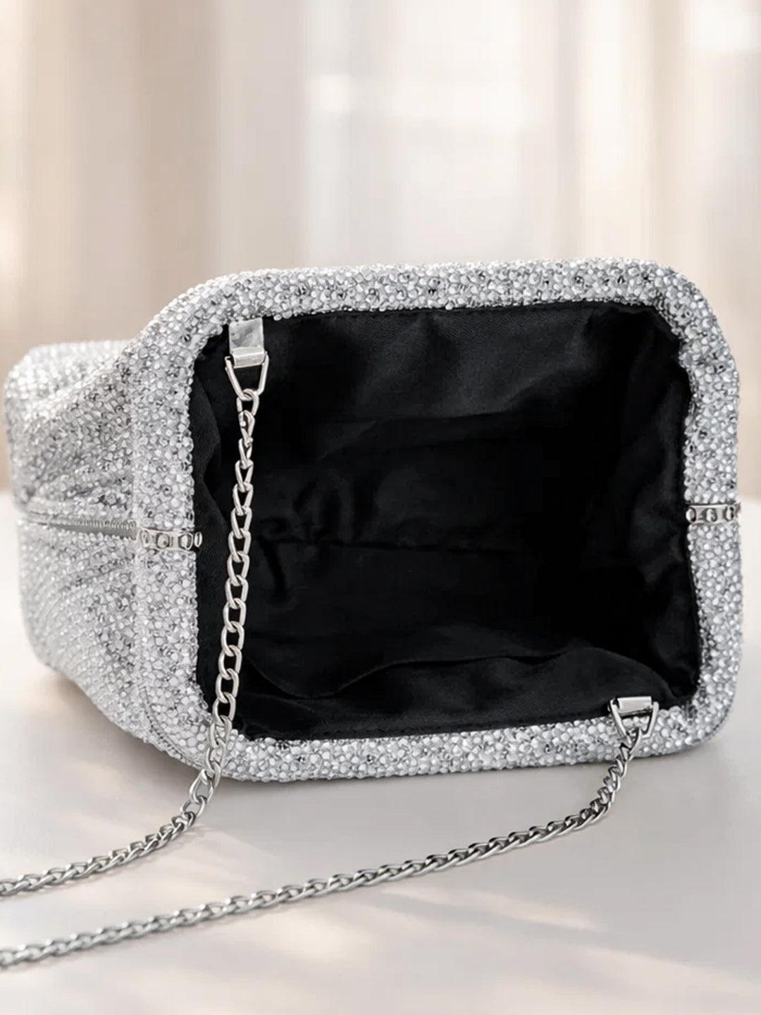Silver Shimmer Luxe Party Clutch Bag フリーサイズ