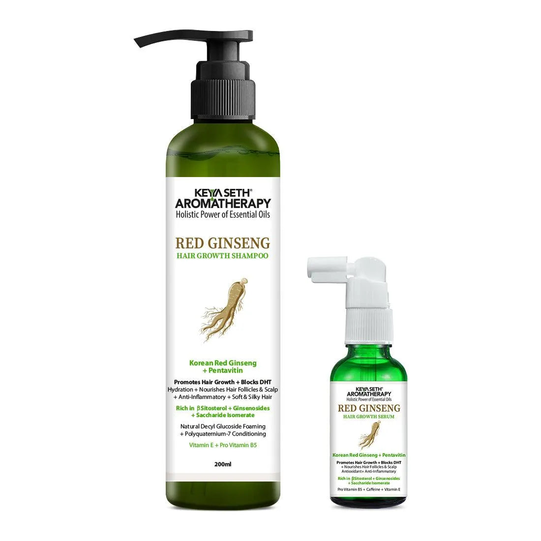 Korean Hair Growth Serum Treatment Kit – Mild Foaming Shampoo & Hair Serum with Red Ginseng, Caffeine, Pentavitin & Vitamin E for Hair Fall Control, DHT Block & Scalp Nourishment 230ml