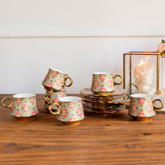 Regal Ikat Tea Set (6 Cups & Saucers) – 200 ML Each 200ml