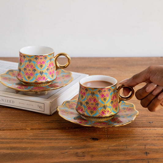 Regal Ikat Tea Set (6 Cups & Saucers) – 200 ML Each 200ml