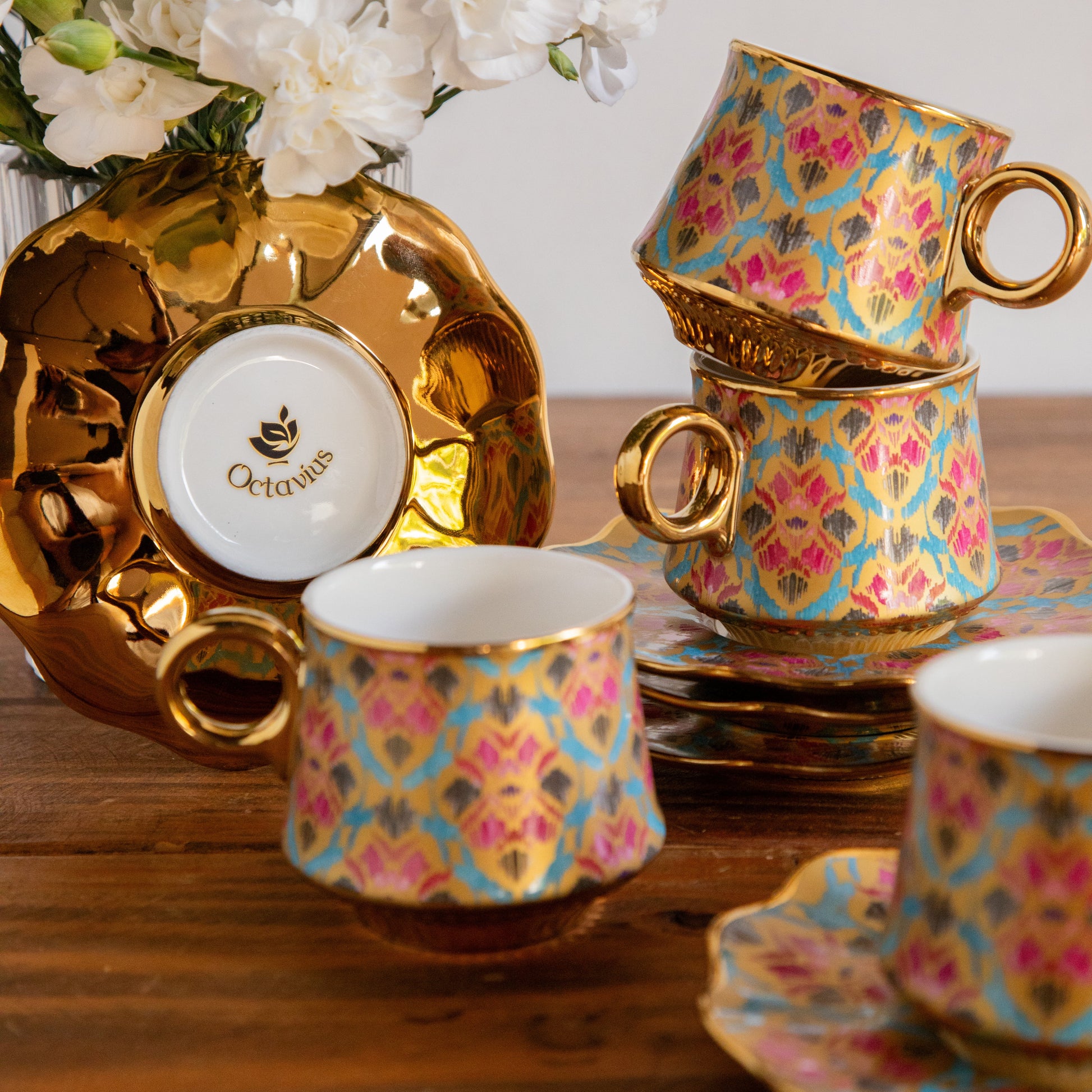 Regal Ikat Tea Set (6 Cups & Saucers) – 200 ML Each 200ml