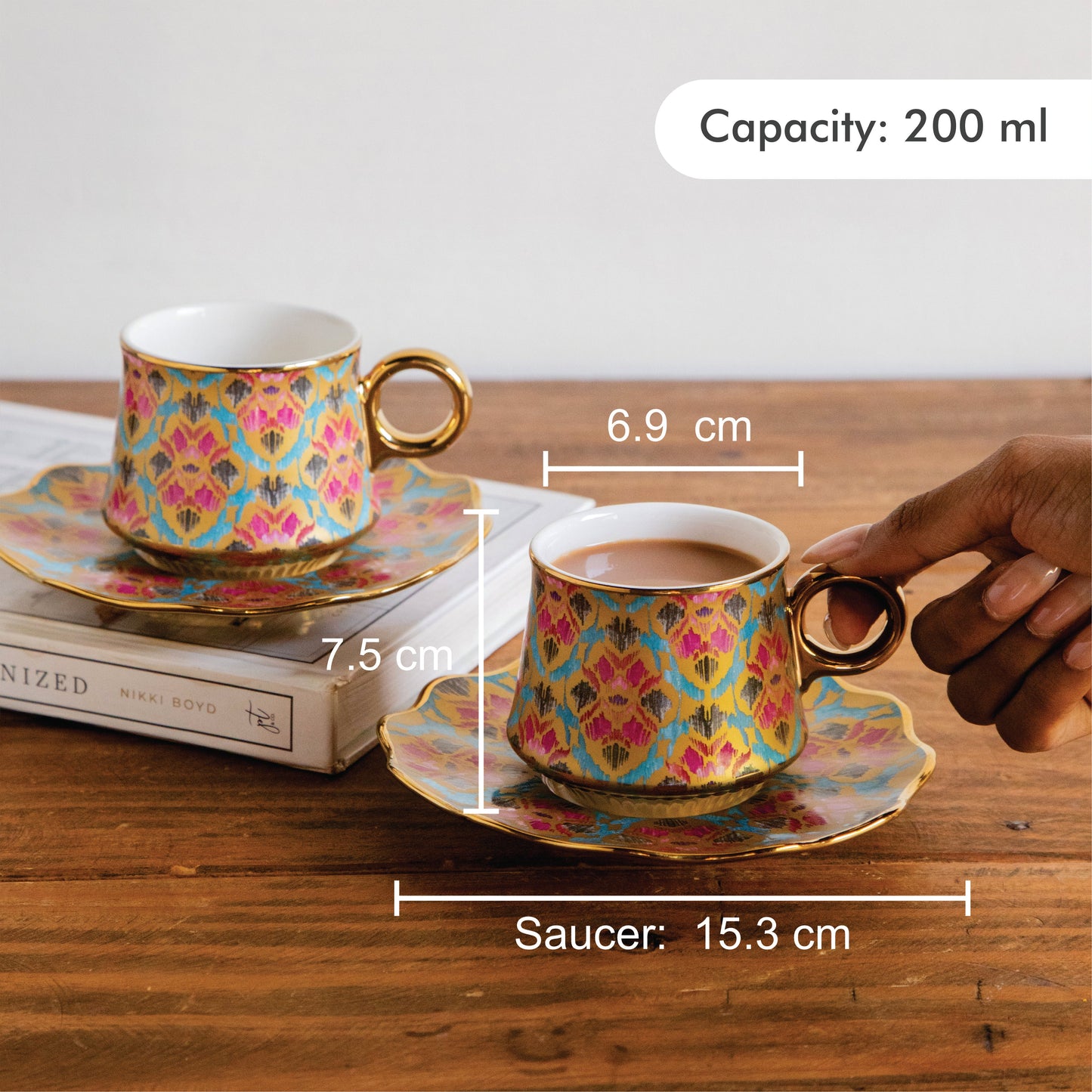 Regal Ikat Tea Set (6 Cups & Saucers) – 200 ML Each 200ml