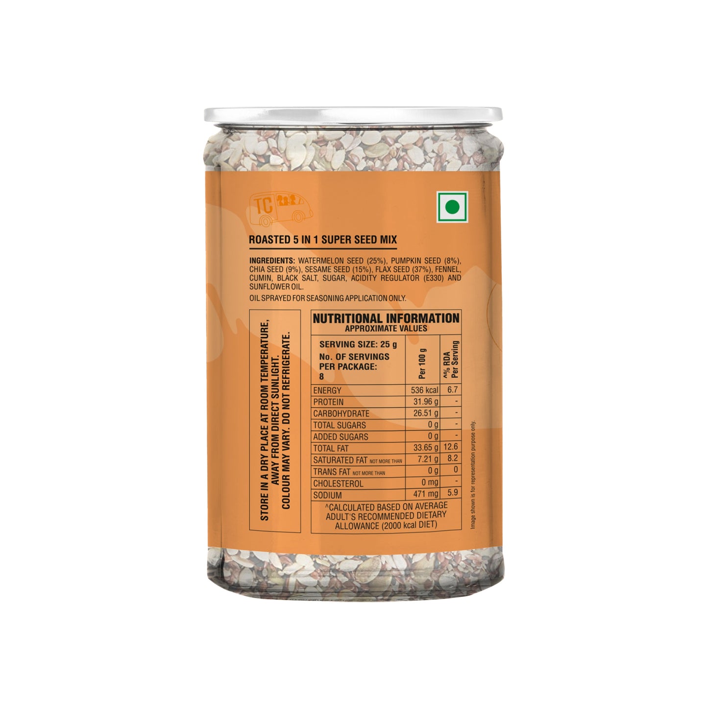TRUE CREW Roasted 5 in 1 Super Seed Mix Bottle 200 g 200g